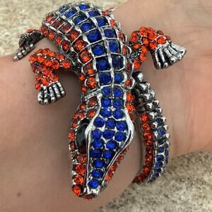 Florida Gators Style Rhinestone Alligator Bracelet Orange Blue Gator Bangle
